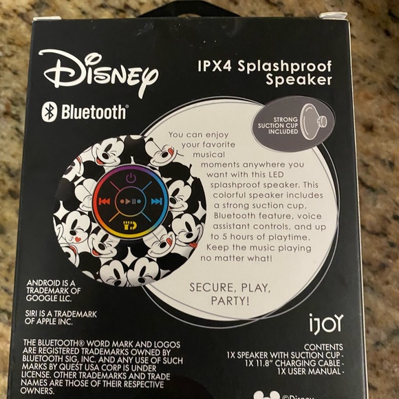 Disney Bluetooth IPx4 Splashproof Speaker Mickey Mouse LED Multiple Colors - Picture 3 of 5